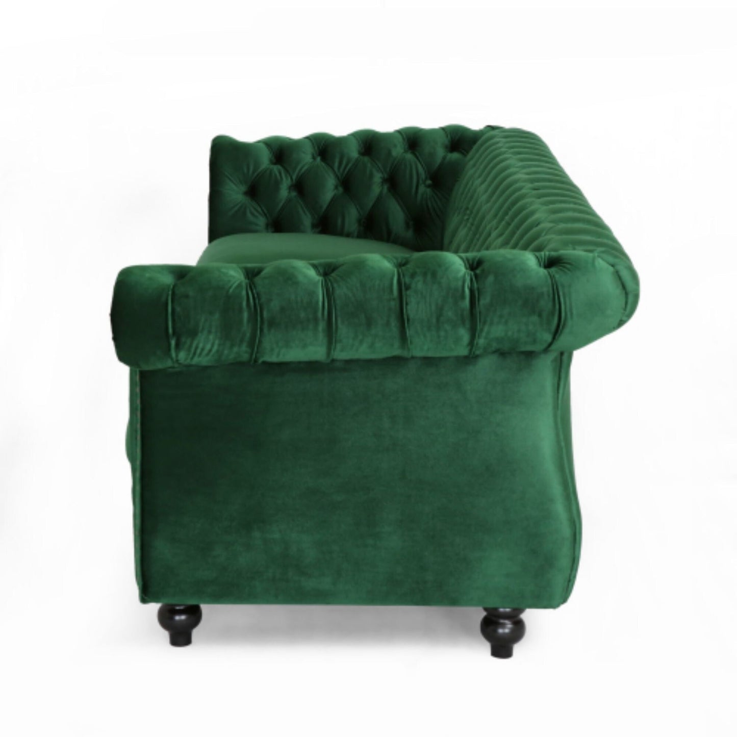 Divano Chesterfield a 3 posti con bottoni e borchie