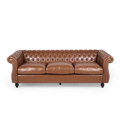 Divano Chesterfield a 3 posti con bottoni e borchie