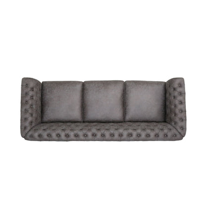 Divano Chesterfield a 3 posti con bottoni e borchie
