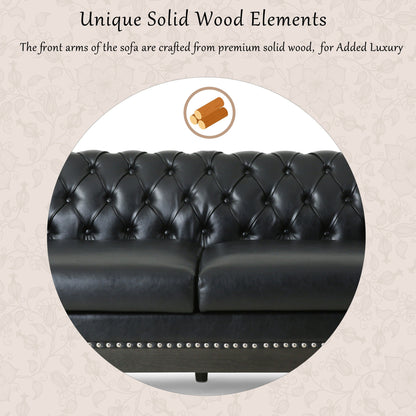 Divano Chesterfield a 3 posti in similpelle con borchie