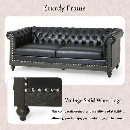 Divano Chesterfield a 3 posti in similpelle con borchie