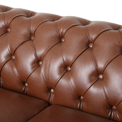 Divano Chesterfield a 3 posti in similpelle con borchie