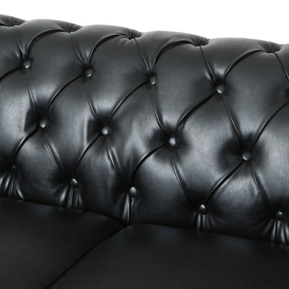 Divano Chesterfield a 3 posti in similpelle con borchie
