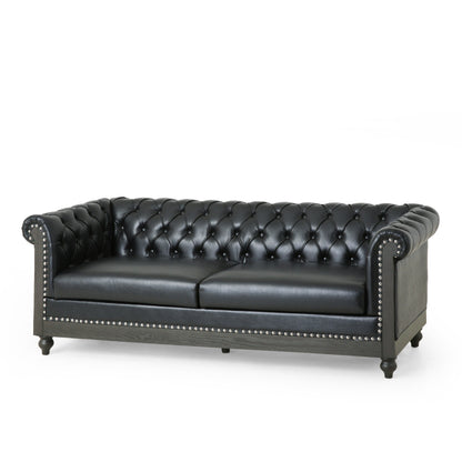 Divano Chesterfield a 3 posti in similpelle con borchie