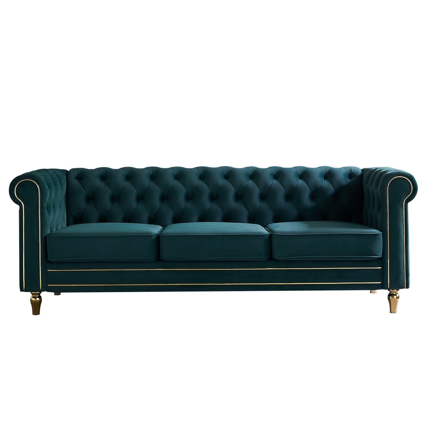 Divano Chesterfield in velluto con finiture dorate