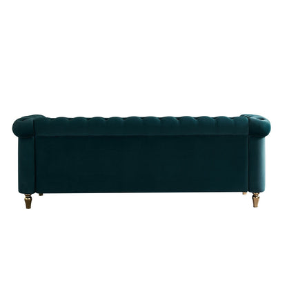 Divano Chesterfield in velluto con finiture dorate