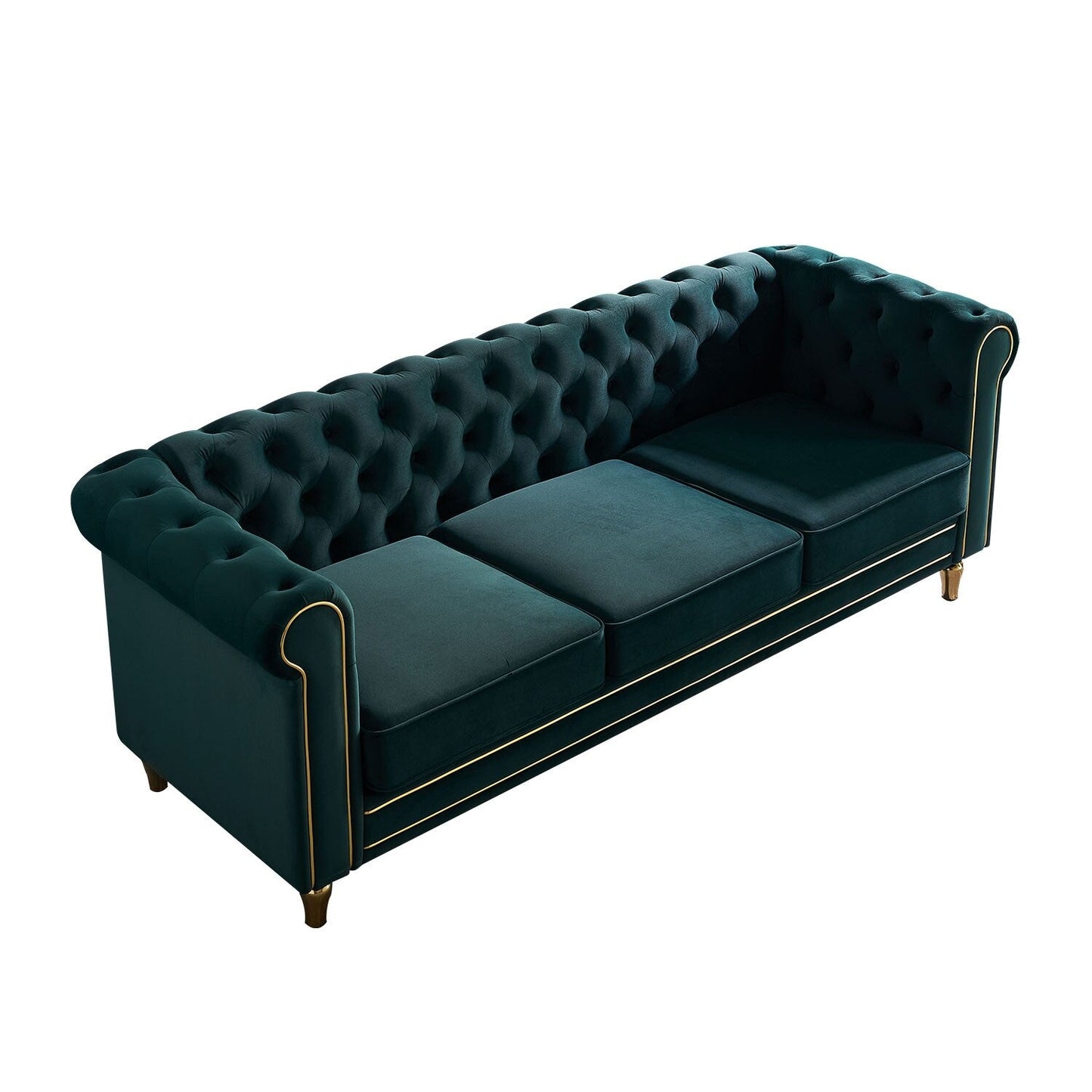 Divano Chesterfield in velluto con finiture dorate