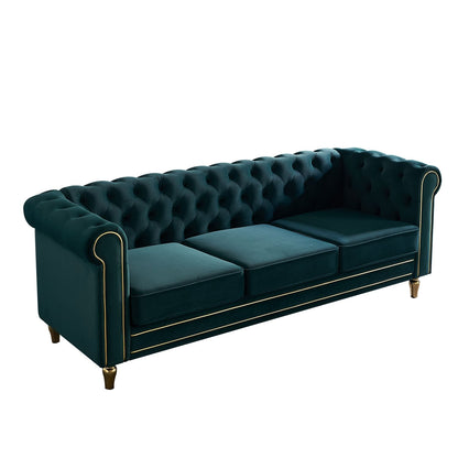 Divano Chesterfield in velluto con finiture dorate