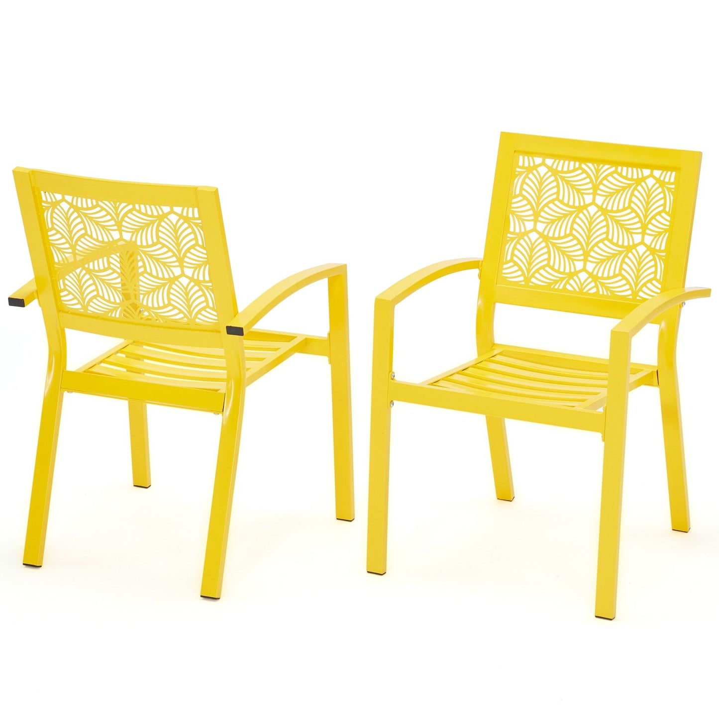 Set da esterno per patio, tavolo e sedie da bistrot in ferro resistenti alle intemperie, design floreale sul retro, salvaspazio (verde/blu/giallo/nero)