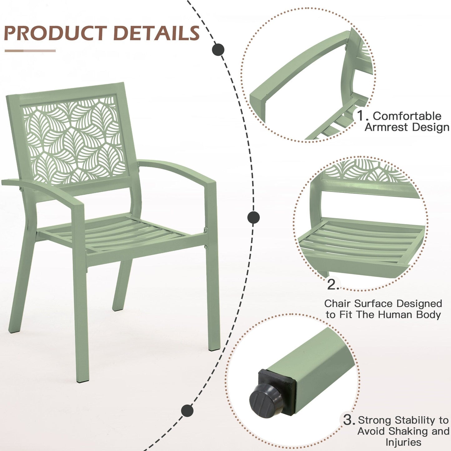 Set da esterno per patio, tavolo e sedie da bistrot in ferro resistenti alle intemperie, design floreale sul retro, salvaspazio (verde/blu/giallo/nero)