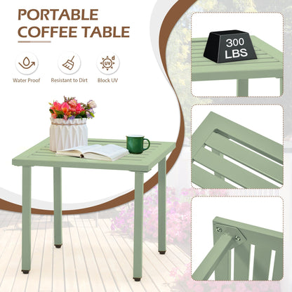Set da esterno per patio, tavolo e sedie da bistrot in ferro resistenti alle intemperie, design floreale sul retro, salvaspazio (verde/blu/giallo/nero)