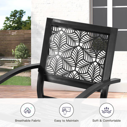 Set da esterno per patio, tavolo e sedie da bistrot in ferro resistenti alle intemperie, design floreale sul retro, salvaspazio (verde/blu/giallo/nero)