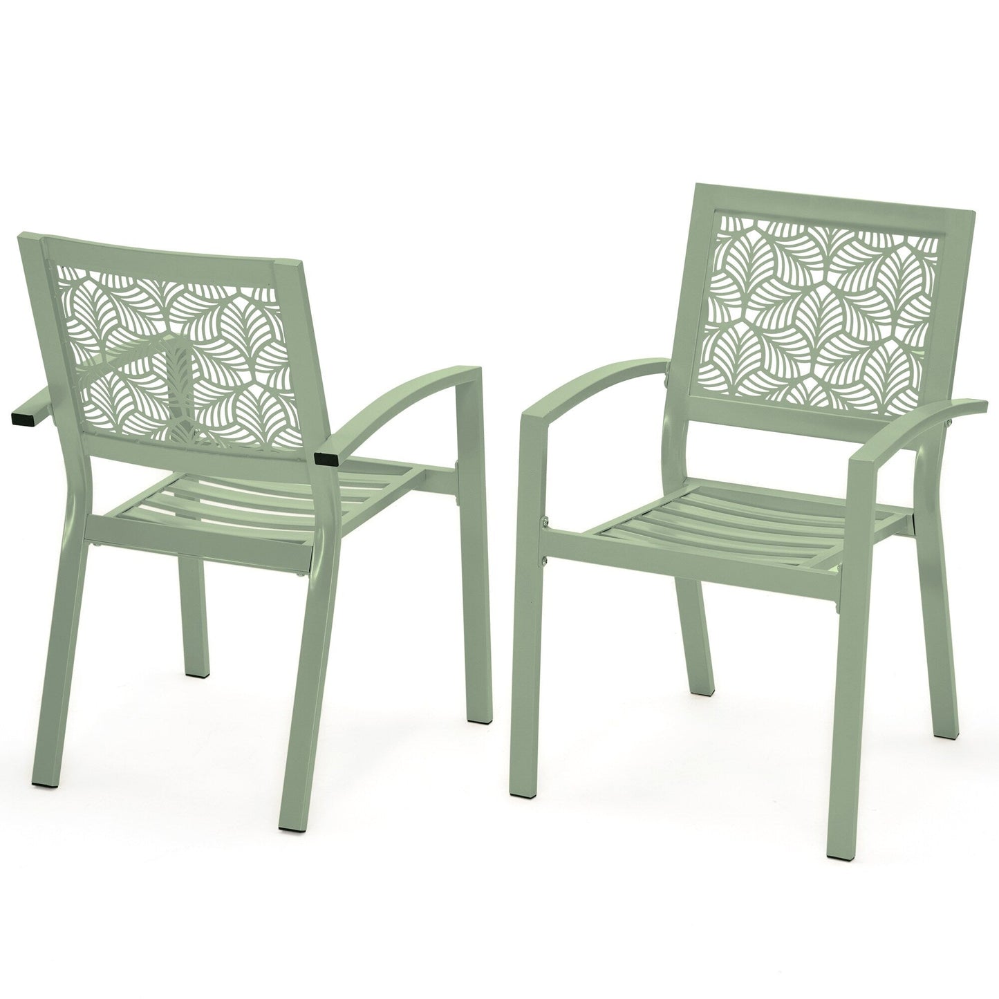 Set da esterno per patio, tavolo e sedie da bistrot in ferro resistenti alle intemperie, design floreale sul retro, salvaspazio (verde/blu/giallo/nero)