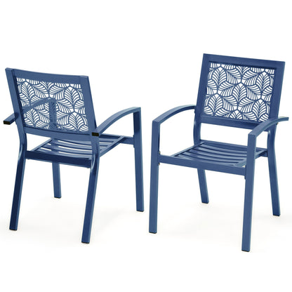 Set da esterno per patio, tavolo e sedie da bistrot in ferro resistenti alle intemperie, design floreale sul retro, salvaspazio (verde/blu/giallo/nero)