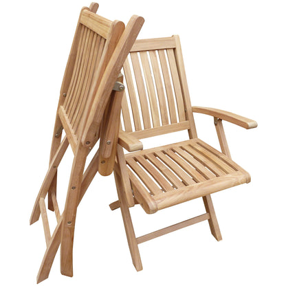 Seven Seas Teak, set da pranzo da bistrot per patio Long Beach in legno di teak, 3 pezzi, tavolo pieghevole rotondo da 36 pollici con 2 poltrone pieghevoli