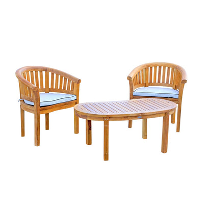 Chic Teak Peanut Set da salotto da giardino in legno di teak, 3 pezzi, 2 sedie e tavolino