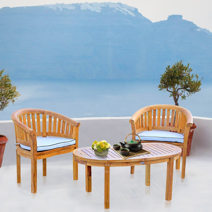 Chic Teak Peanut Set da salotto da giardino in legno di teak, 3 pezzi, 2 sedie e tavolino