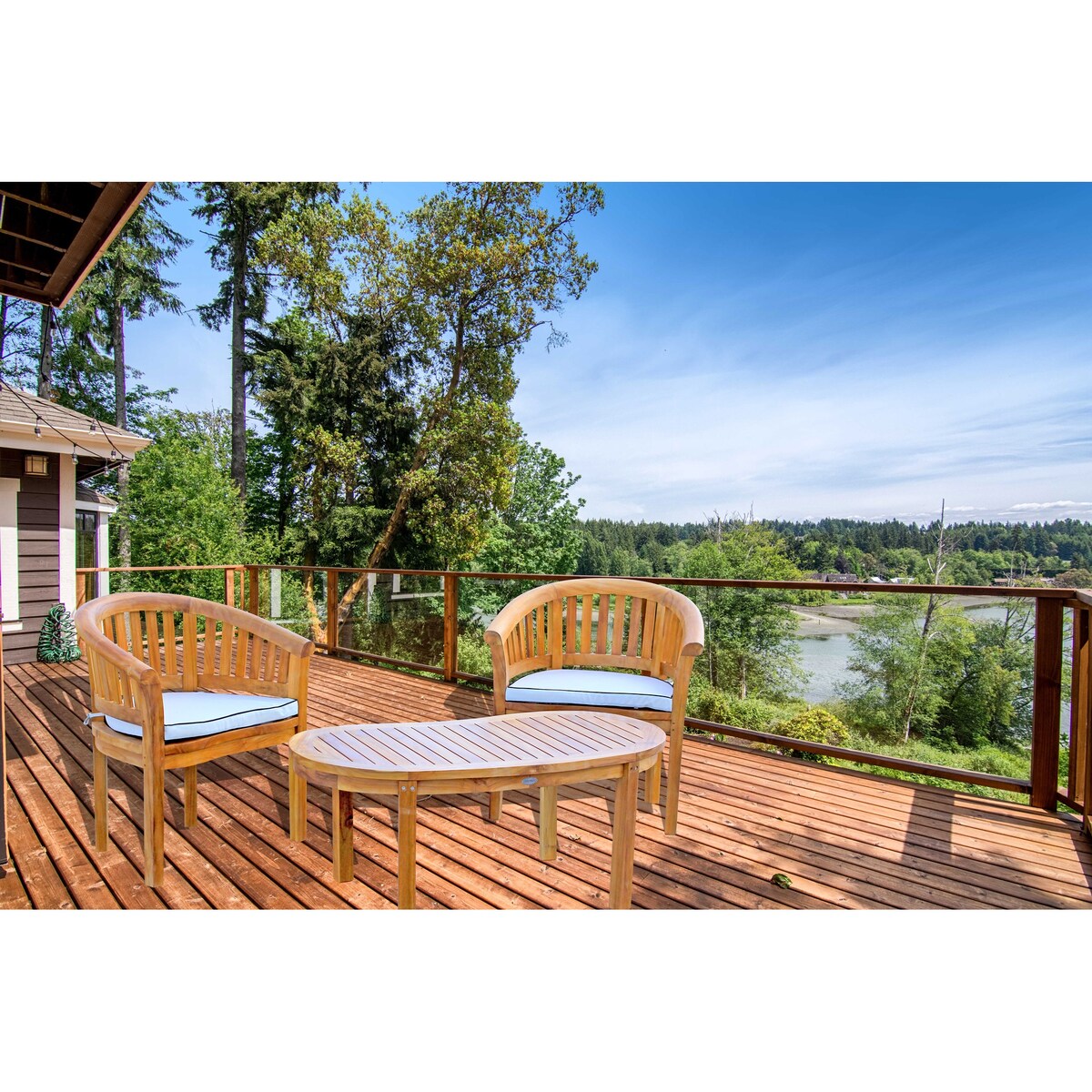 Chic Teak Peanut Set da salotto da giardino in legno di teak, 3 pezzi, 2 sedie e tavolino