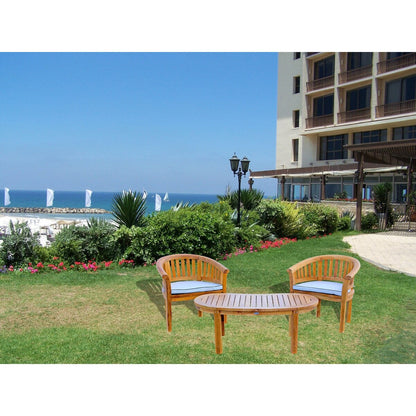 Chic Teak Peanut Set da salotto da giardino in legno di teak, 3 pezzi, 2 sedie e tavolino