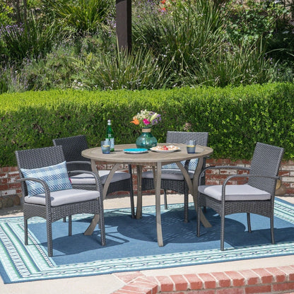 Set da pranzo Chilton Outdoor da 5 pezzi in legno di acacia e vimini di Christopher Knight Home
