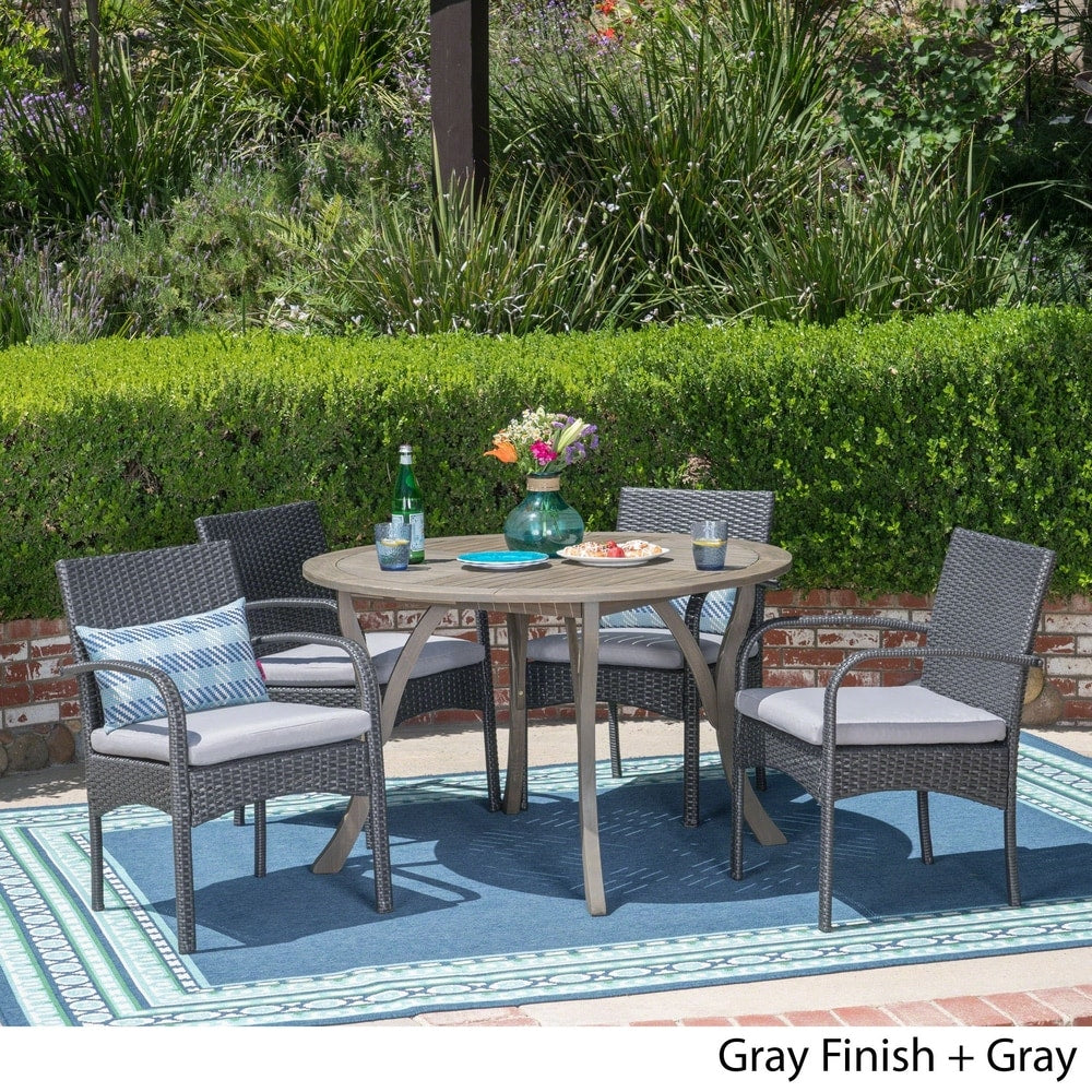 Set da pranzo Chilton Outdoor da 5 pezzi in legno di acacia e vimini di Christopher Knight Home