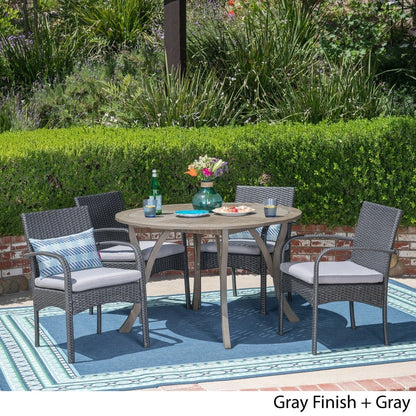 Set da pranzo Chilton Outdoor da 5 pezzi in legno di acacia e vimini di Christopher Knight Home
