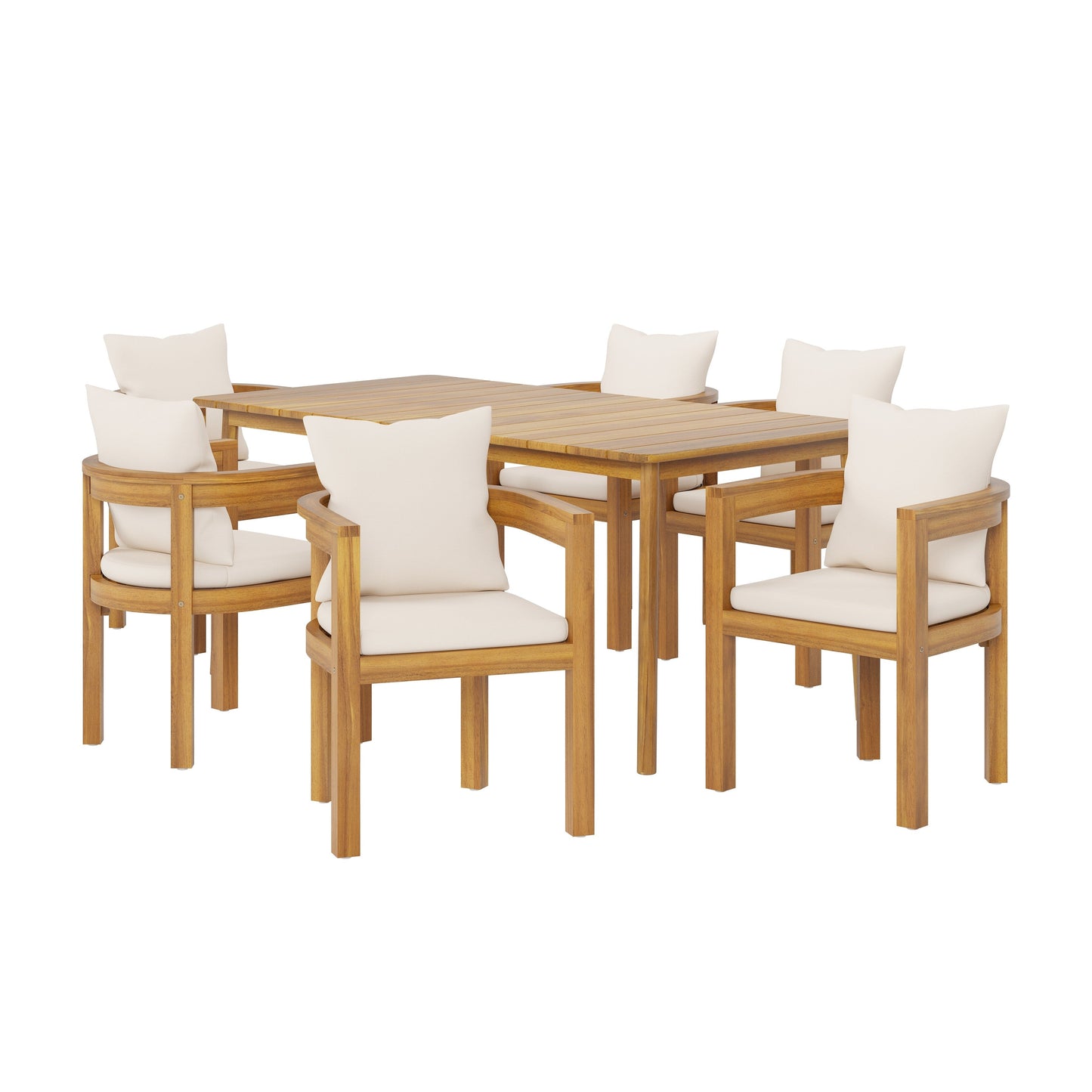 Christopher Knight Home - Set da pranzo per esterni Porter in legno di acacia, 7 pezzi