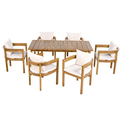 Christopher Knight Home - Set da pranzo per esterni Porter in legno di acacia, 7 pezzi