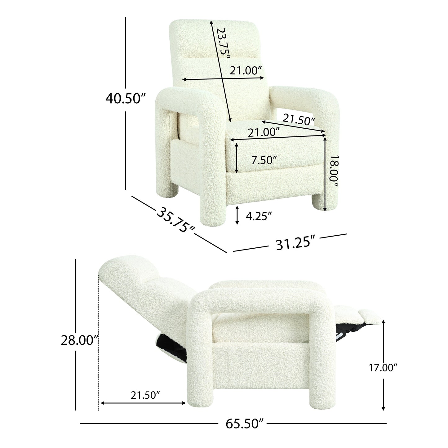 Christopher Knight Home - Poltrona reclinabile push-back con schienale regolabile