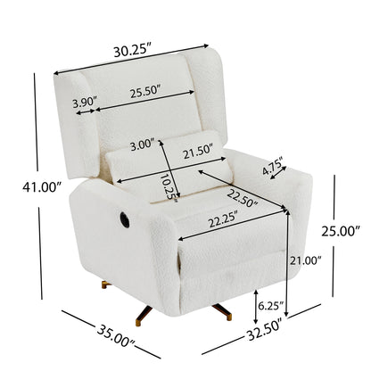 Christopher Knight Home - Poltrona reclinabile elettrica Starling con base in metallo dorato