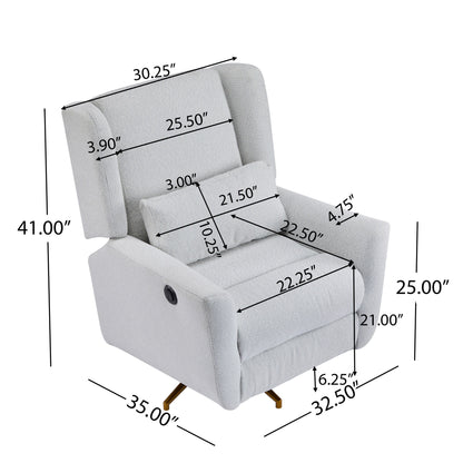 Christopher Knight Home - Poltrona reclinabile elettrica Starling con base in metallo dorato