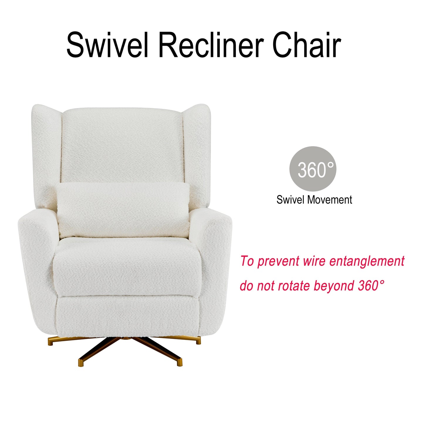 Christopher Knight Home - Poltrona reclinabile elettrica Starling con base in metallo dorato