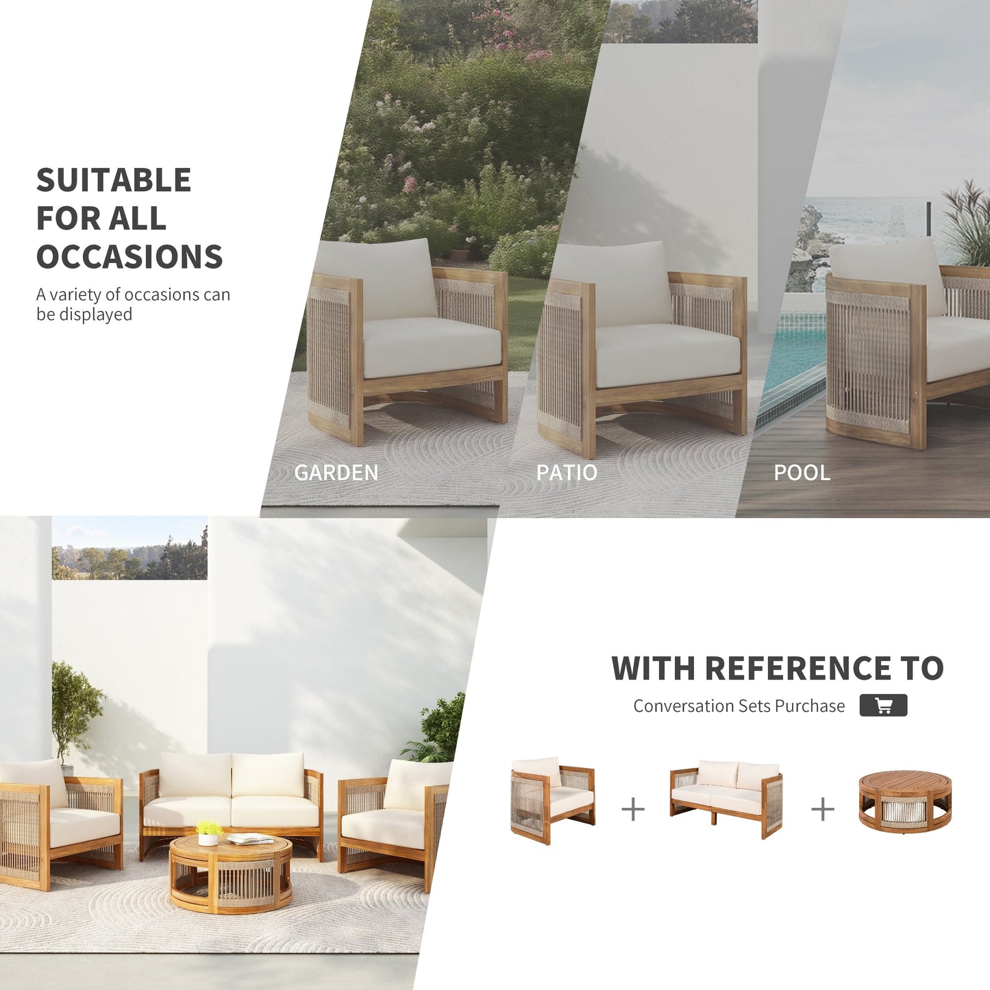 Christopher Knight Home - Set da conversazione per esterni Sophia in legno di acacia, 4 pezzi