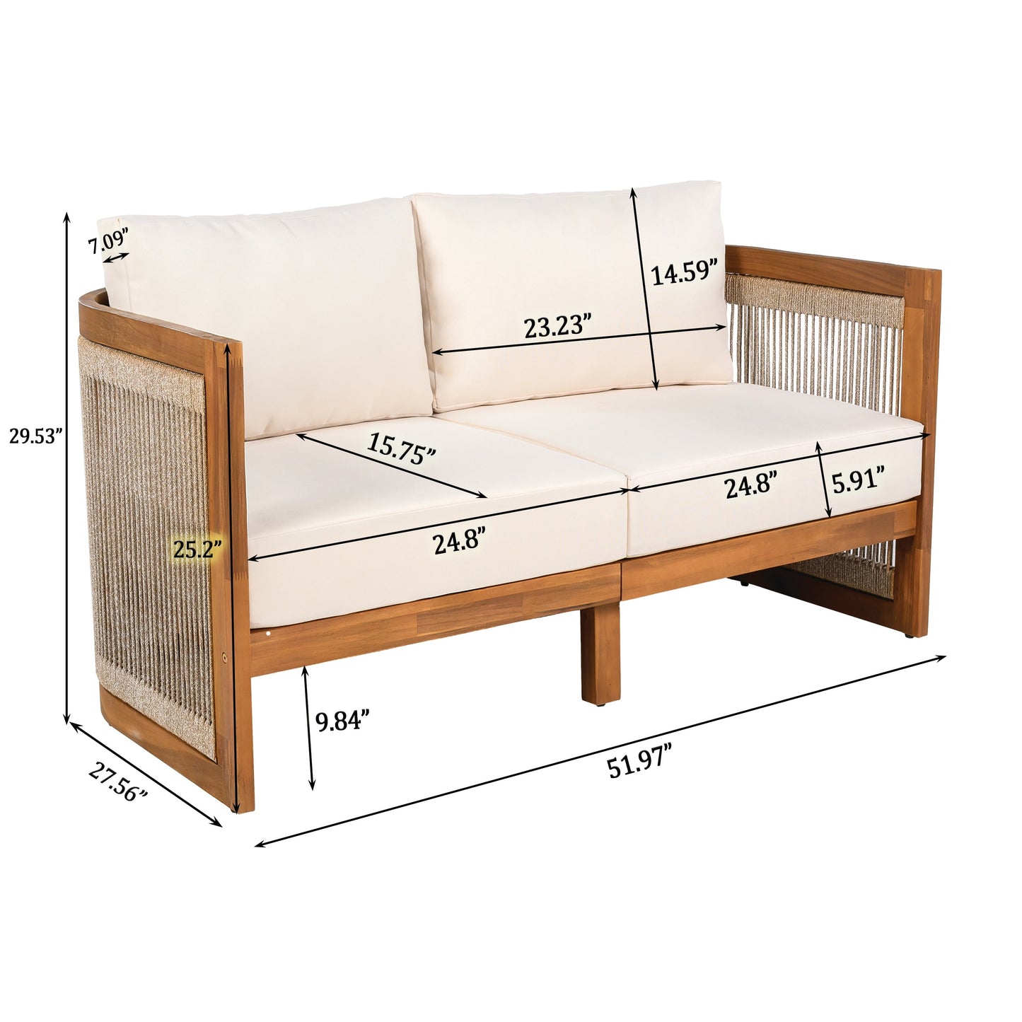 Christopher Knight Home - Set da conversazione per esterni Sophia in legno di acacia, 4 pezzi