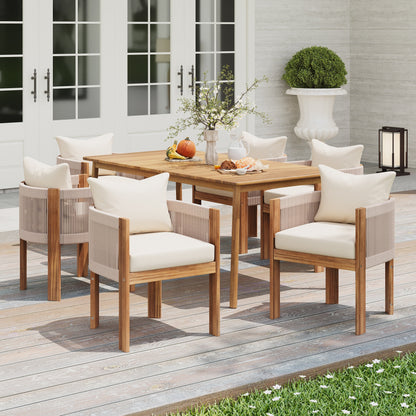 Christopher Knight Home-Benjamin Set da pranzo per esterni in legno di acacia da 7 pezzi