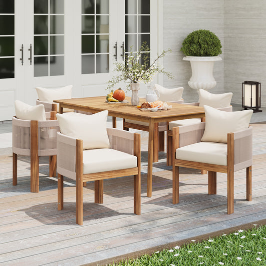 Christopher Knight Home-Benjamin Set da pranzo per esterni in legno di acacia da 7 pezzi