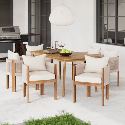 Christopher Knight Home-Benjamin Set da pranzo per esterni in legno di acacia da 7 pezzi