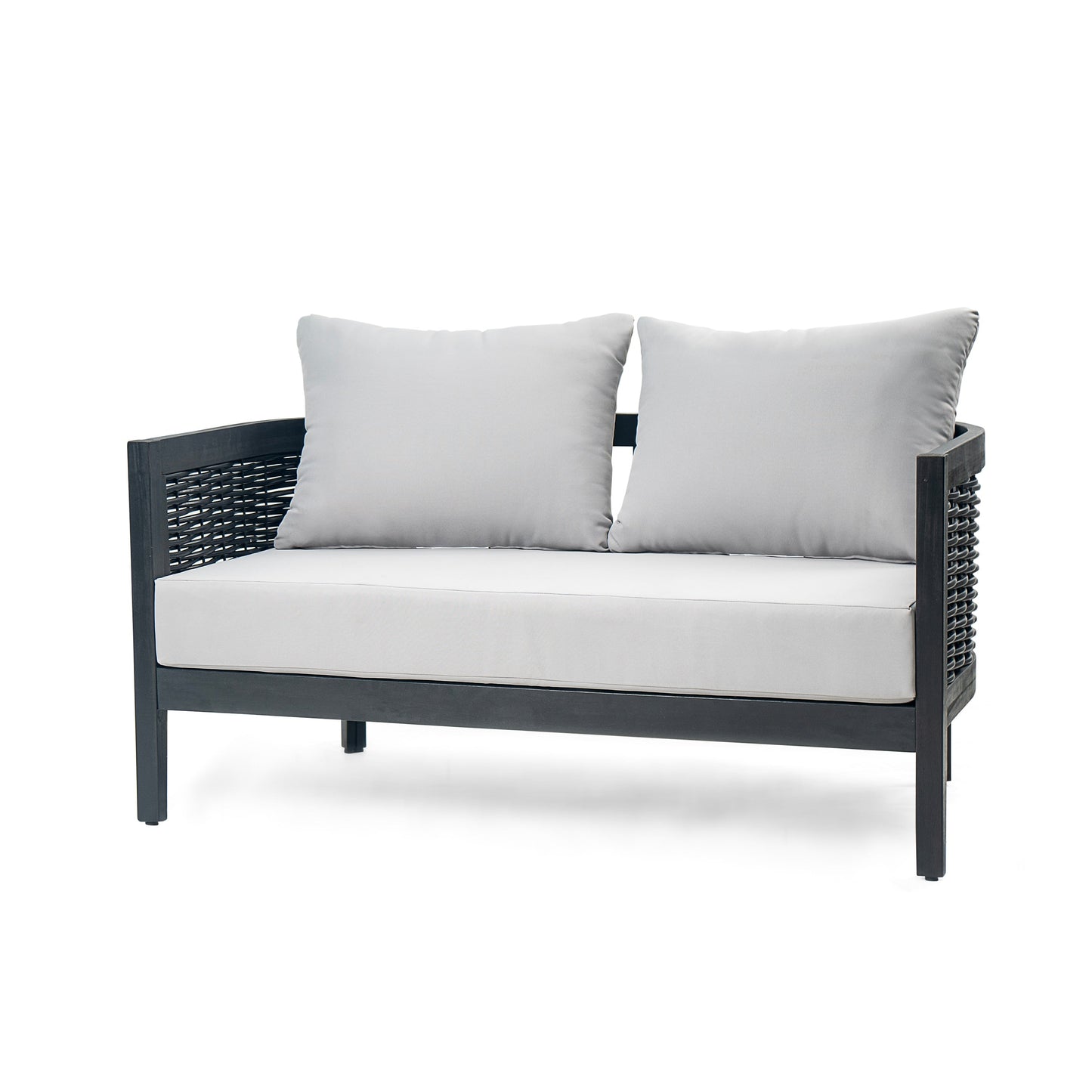 Christopher Knight Home Burchett, set di divani e tavolini da esterno in legno di acacia con cuscini Sunbrella opzionali