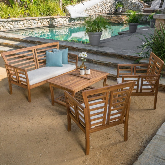 Set da giardino Caydon in legno di acacia da 4 pezzi di Christopher Knight Home
