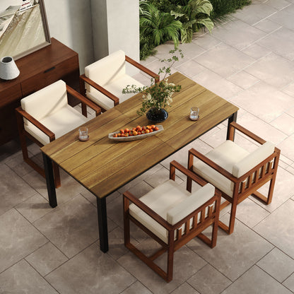 Christopher Knight Home Outdoor Set da pranzo rustico in legno di acacia da 5 pezzi