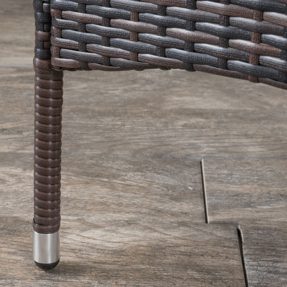 Set da pranzo in vimini multi-marrone da 5 pezzi Rodgers Outdoor con cuscini di Christopher Knight Home