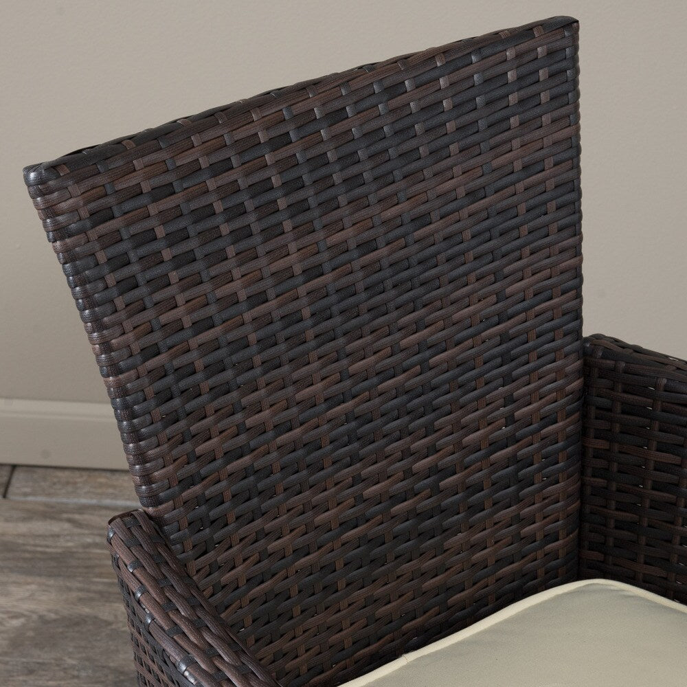 Set da pranzo in vimini multi-marrone da 5 pezzi Rodgers Outdoor con cuscini di Christopher Knight Home