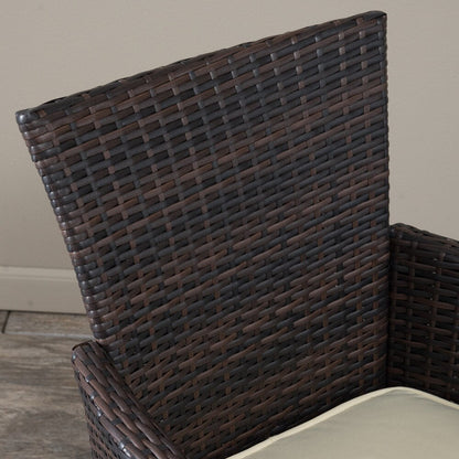 Set da pranzo in vimini multi-marrone da 5 pezzi Rodgers Outdoor con cuscini di Christopher Knight Home