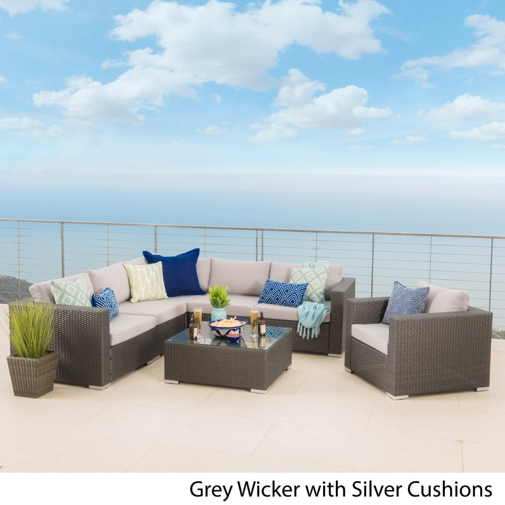 Christopher Knight Home Santa Rosa Outdoor Set di 7 sedute in vimini componibili