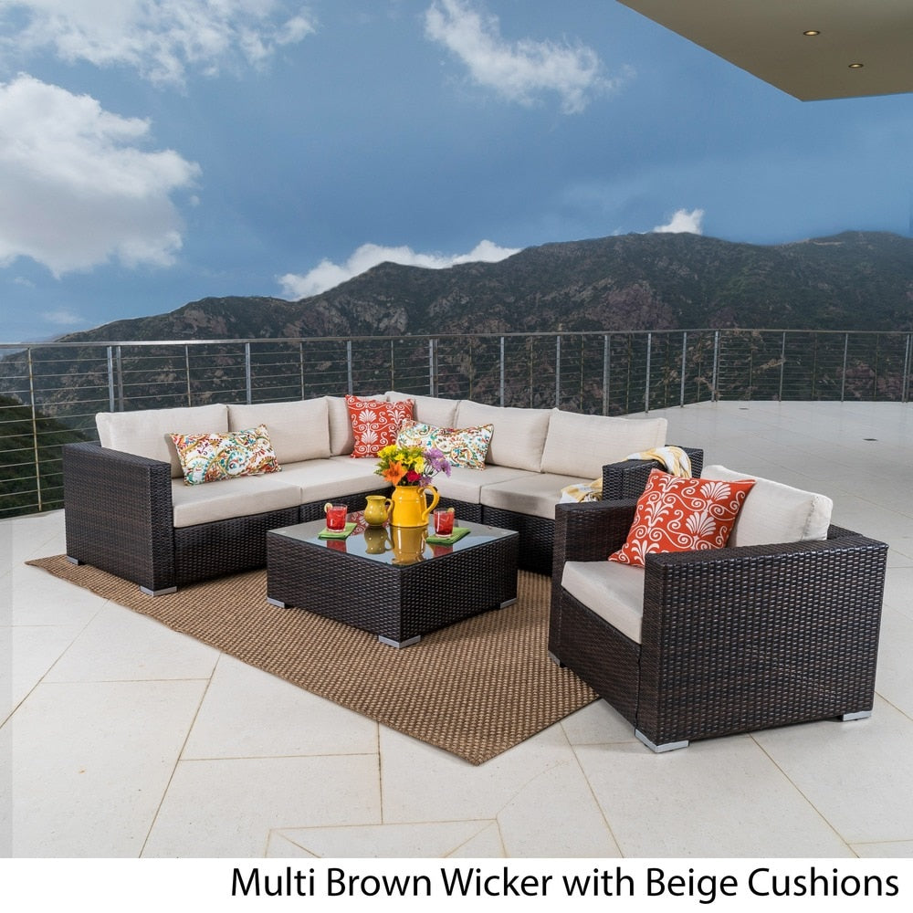 Christopher Knight Home Santa Rosa Outdoor Set di 7 sedute in vimini componibili