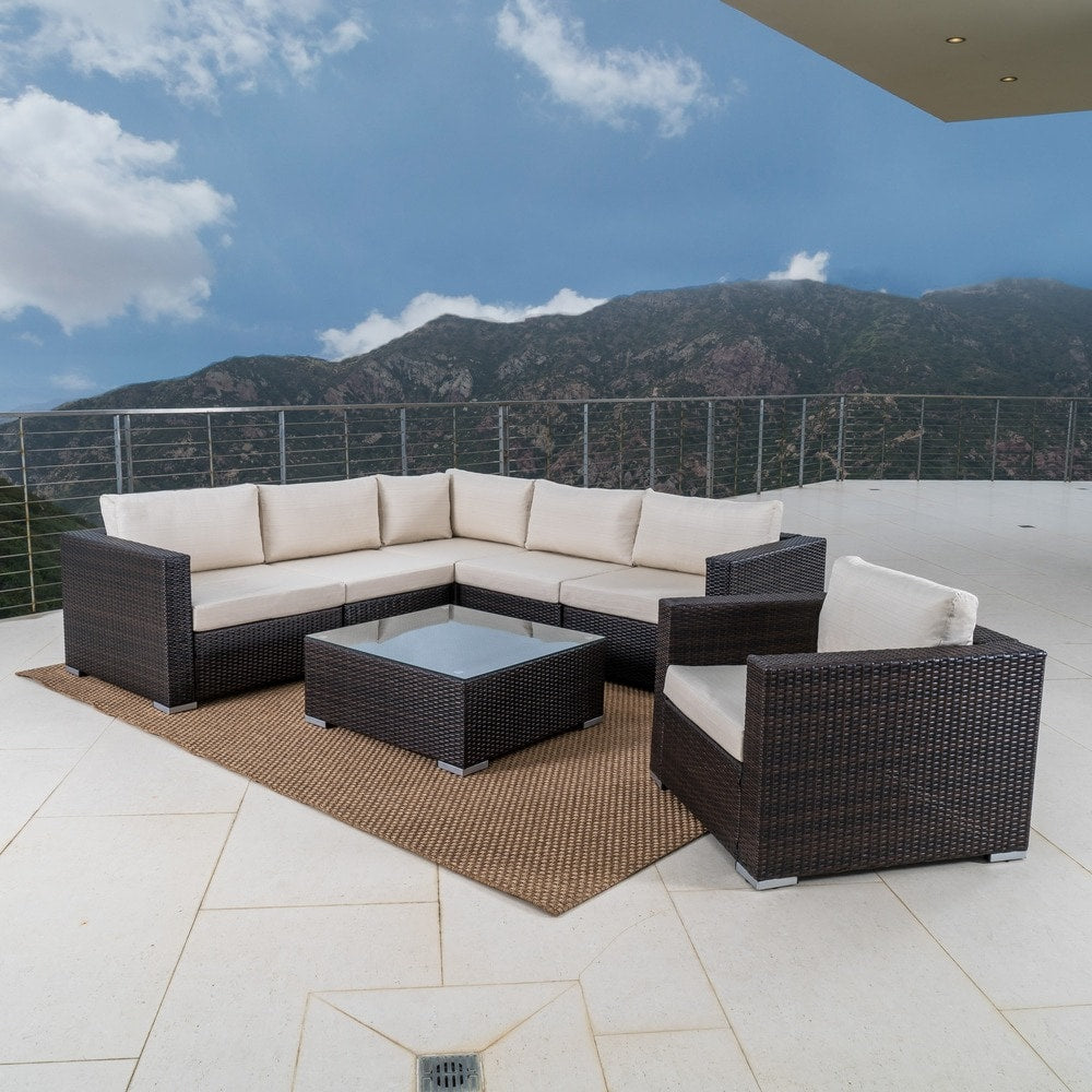 Christopher Knight Home Santa Rosa Outdoor Set di 7 sedute in vimini componibili