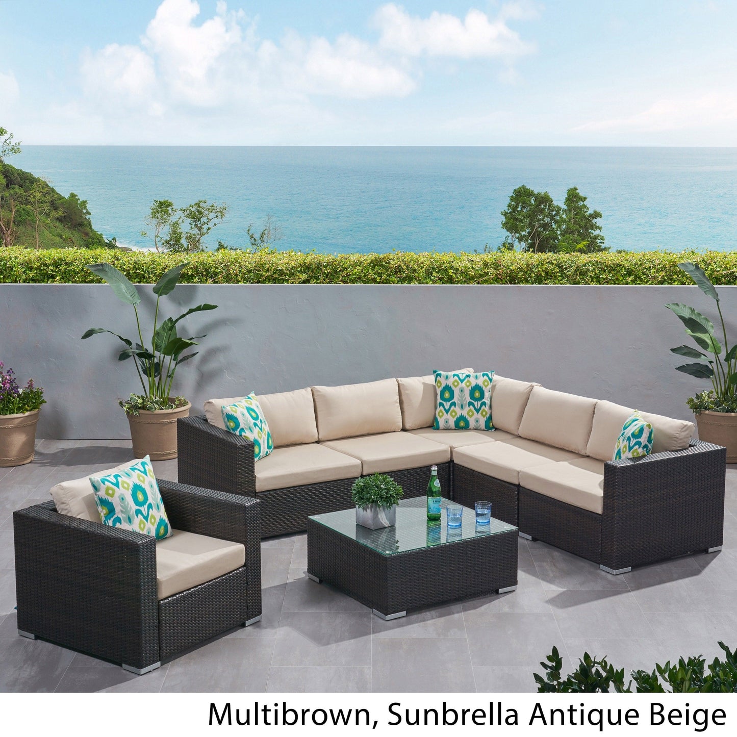 Christopher Knight Home Santa Rosa Outdoor Set di 7 sedute in vimini componibili