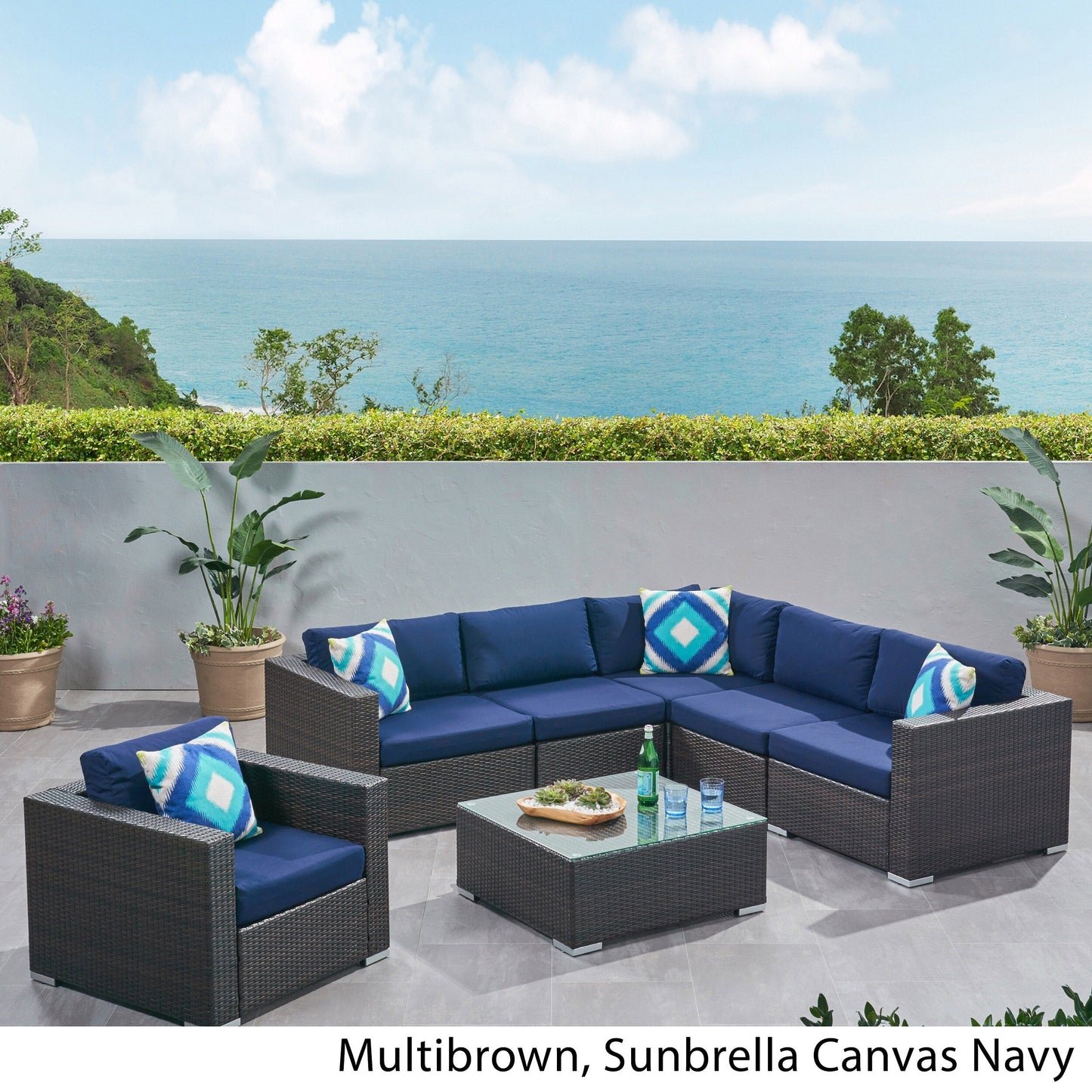 Christopher Knight Home Santa Rosa Outdoor Set di 7 sedute in vimini componibili