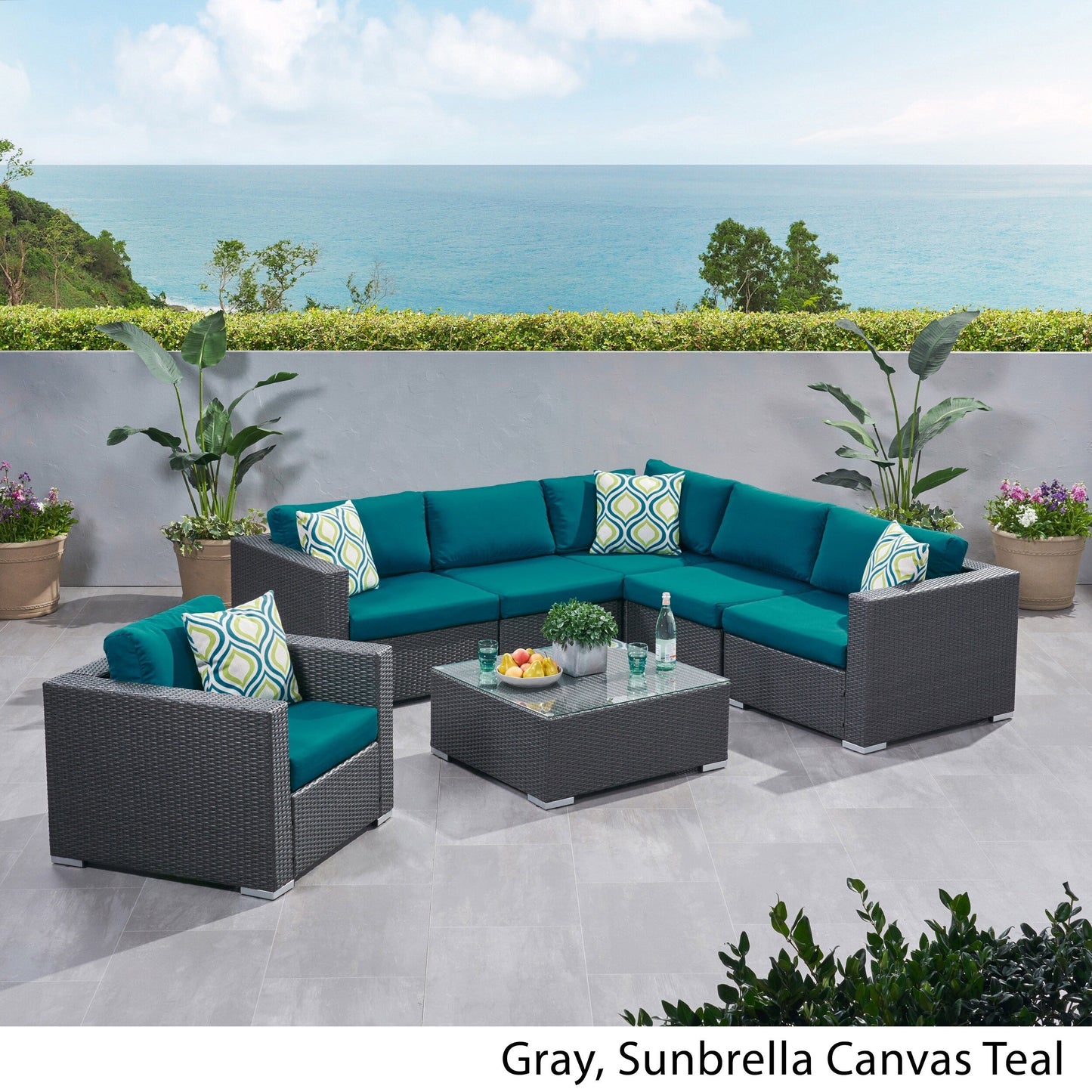 Christopher Knight Home Santa Rosa Outdoor Set di 7 sedute in vimini componibili