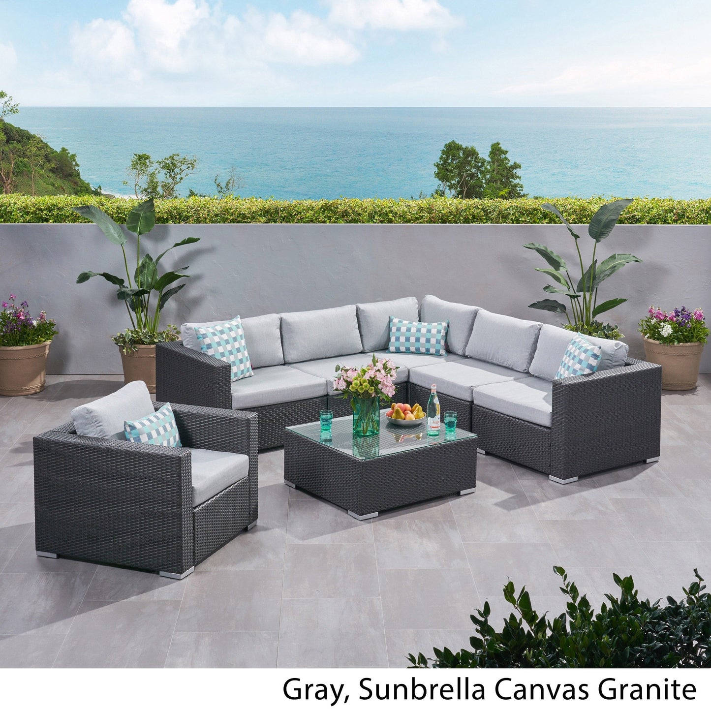 Christopher Knight Home Santa Rosa Outdoor Set di 7 sedute in vimini componibili